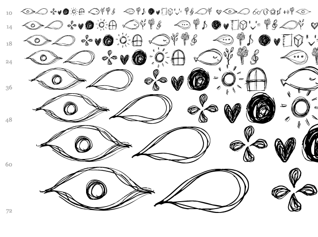 Go around the books - Symbols font waterfall